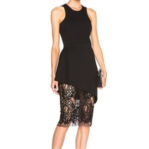 Michelle Mason REVOLVE Racer Black Asymmetrical Midi Dress Lace Size P / XS